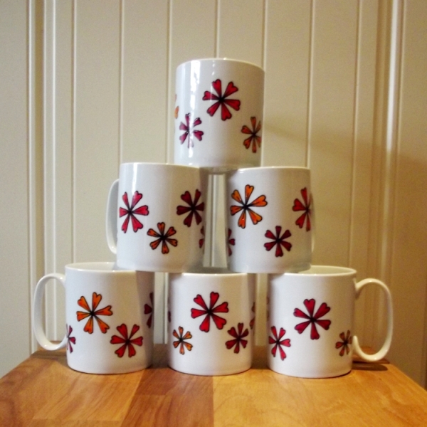 Hand Drawn Flower Mug